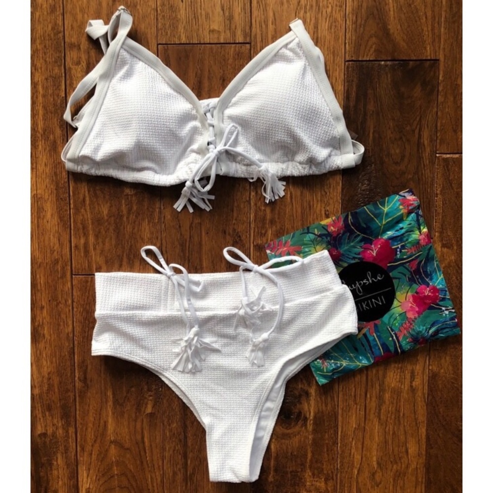 WHITE HIGH WAISTED BIKINI - CUPSHE